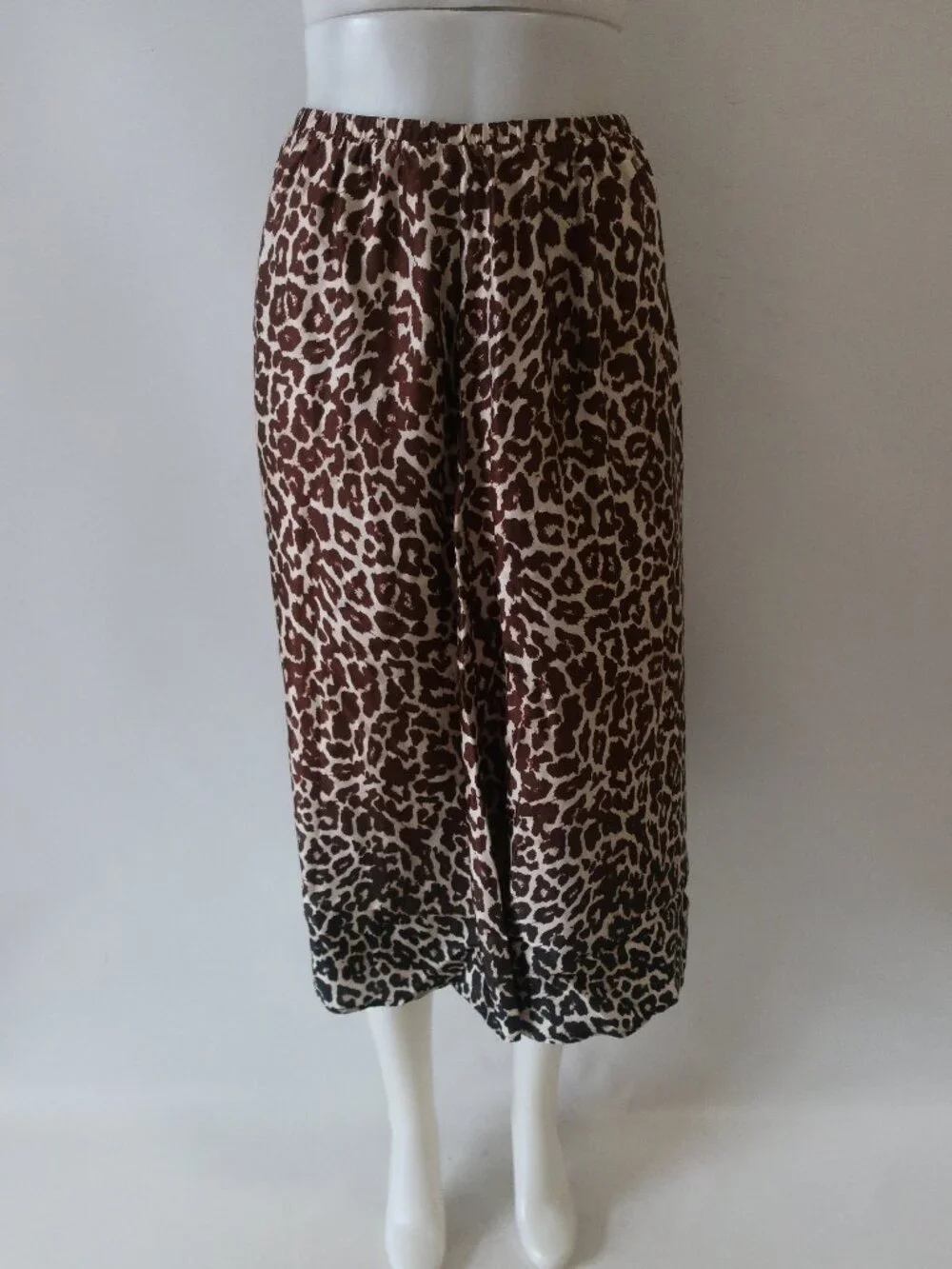NWT Womens Bella Dahl Brown Beige (Item- 308) Rayon Silk Ombre Leopard Skirt S